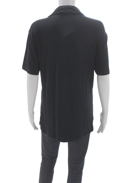 Armani Collezioni Mens Polo Shirt Short Sleeve Black Cotton Collared Size M