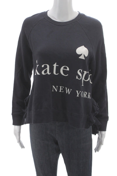 Kate Spade New York Womens Black Cotton Crewneck Basic Sweatshirt Size M