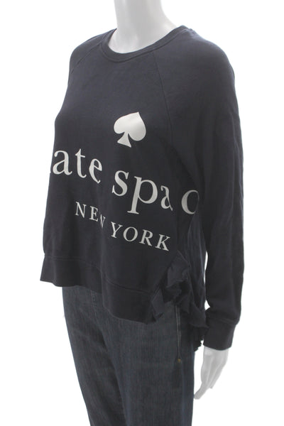 Kate Spade New York Womens Black Cotton Crewneck Basic Sweatshirt Size M