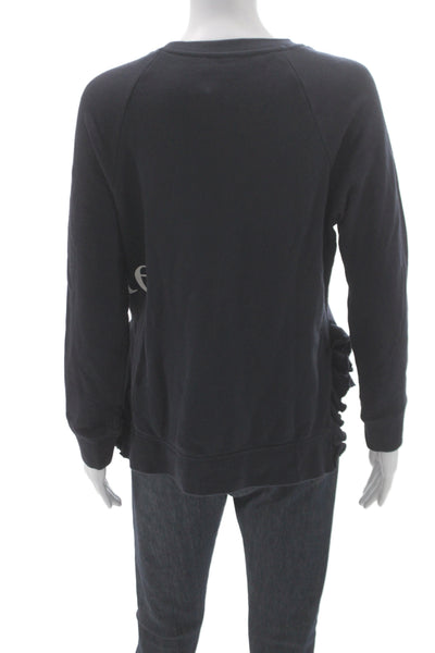 Kate Spade New York Womens Black Cotton Crewneck Basic Sweatshirt Size M