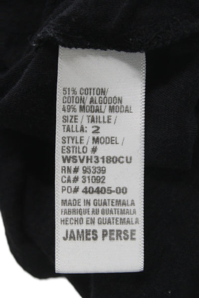 Standard James Perse Womens Black Long Sleeve Tee Round Neck 51% Cotton Size 2