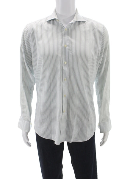 Charles Tyrwhitt Mens Cotton Collared Button Down Long Sleeve Green Size L