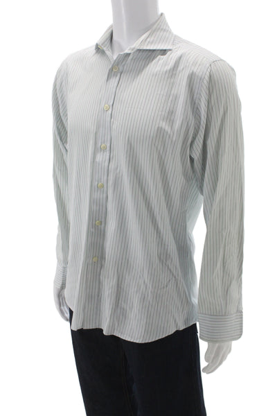 Charles Tyrwhitt Mens Cotton Collared Button Down Long Sleeve Green Size L