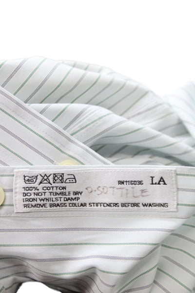 Charles Tyrwhitt Mens Cotton Collared Button Down Long Sleeve Green Size L