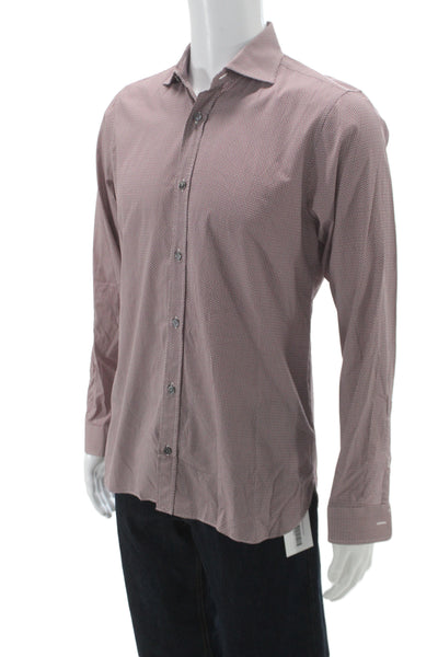 Z Zegna Mens Cotton Floral Collare Button Front Shirt Red Size M