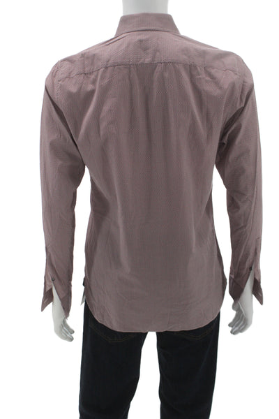 Z Zegna Mens Cotton Floral Collare Button Front Shirt Red Size M