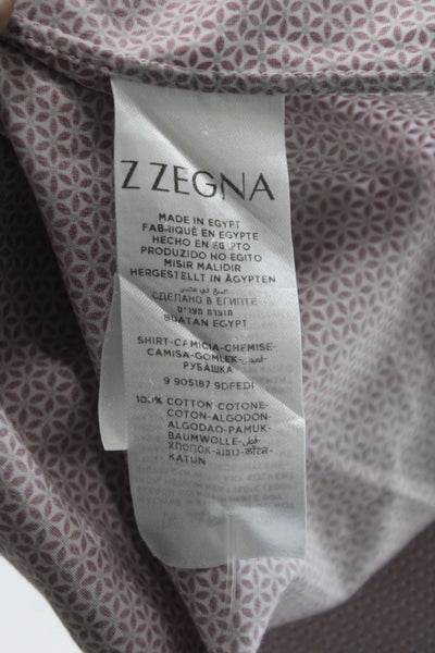 Z Zegna Mens Cotton Floral Collare Button Front Shirt Red Size M
