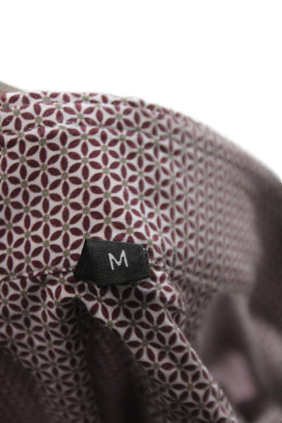 Z Zegna Mens Cotton Floral Collare Button Front Shirt Red Size M