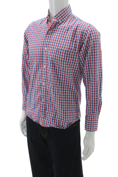 Tailorbyrd Mens Cotton Striped Button Front Shirt Red White Blue Size S
