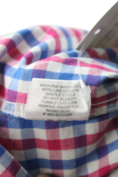 Tailorbyrd Mens Cotton Striped Button Front Shirt Red White Blue Size S