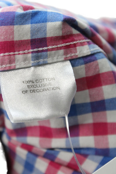 Tailorbyrd Mens Cotton Striped Button Front Shirt Red White Blue Size S