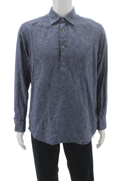 Charles Tyrwhitt Mens Denim Collared Button Up Top Blue Size M