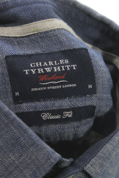 Charles Tyrwhitt Mens Denim Collared Button Up Top Blue Size M