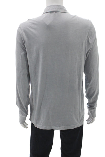 James Perse Mens Polo Shirt Gray Long Sleeve Collared 100% Cotton Size 2