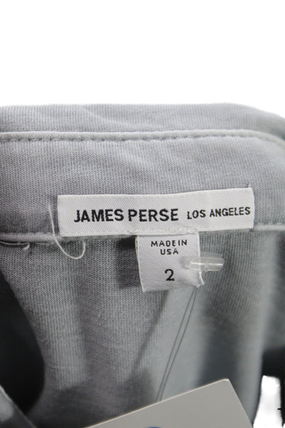 James Perse Mens Polo Shirt Gray Long Sleeve Collared 100% Cotton Size 2