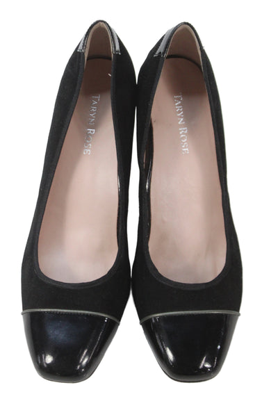 Taryn Rose Womens Leather Suede Block Pump Heels Black Size 10