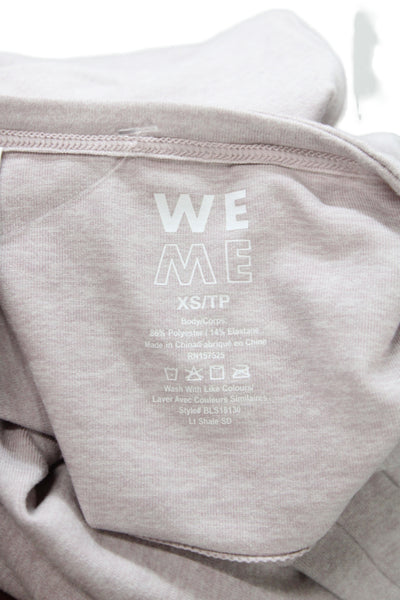 We Me Women Cropped Long Sleeve T-Shirt Beige Crew Neck Athleisure Size XS