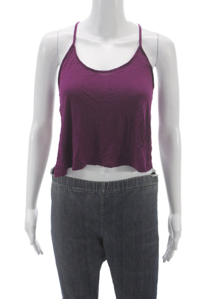 Alo Women Cropped Purple Modal Scoop Neck Sleeveless Tank Athleisure Size XS