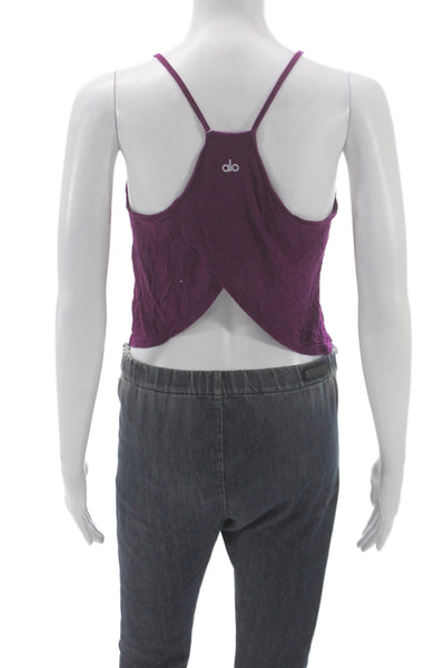 Alo Women Cropped Purple Modal Scoop Neck Sleeveless Tank Athleisure Size XS