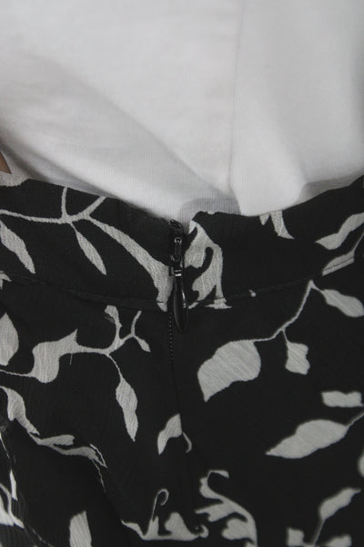 The Kooples Women Black Floral Flare Midi Skirt Zip Viscose Size 3