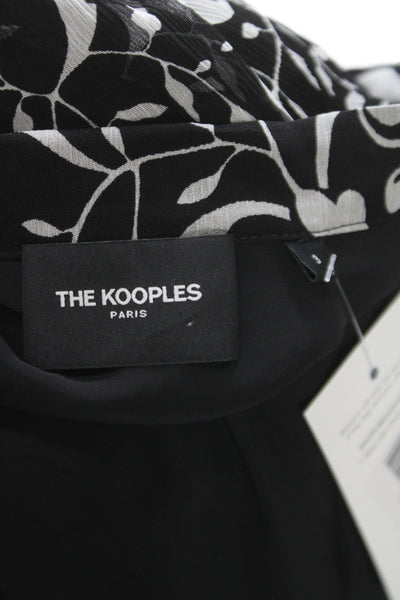 The Kooples Women Black Floral Flare Midi Skirt Zip Viscose Size 3