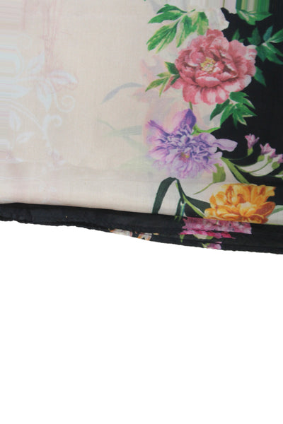 Johnny Was Womens Silk Floral Print Tasseled Classic Scarf Pink