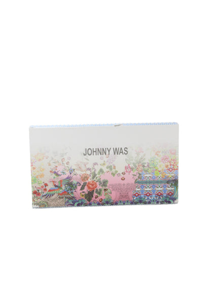Johnny Was Womens Silk Floral Print Tasseled Classic Scarf Pink