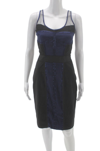 Kenneth Cole New York Womens Sheath Dress Black Scoop Neck Sleeveless Size 2