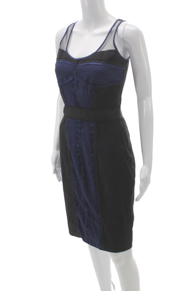 Kenneth Cole New York Womens Sheath Dress Black Scoop Neck Sleeveless Size 2