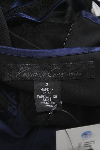Kenneth Cole New York Womens Sheath Dress Black Scoop Neck Sleeveless Size 2