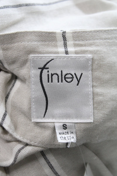 Finley Womens Wrap Dress Beige Striped V-Neck Half Sleeve Tie Waist Size S
