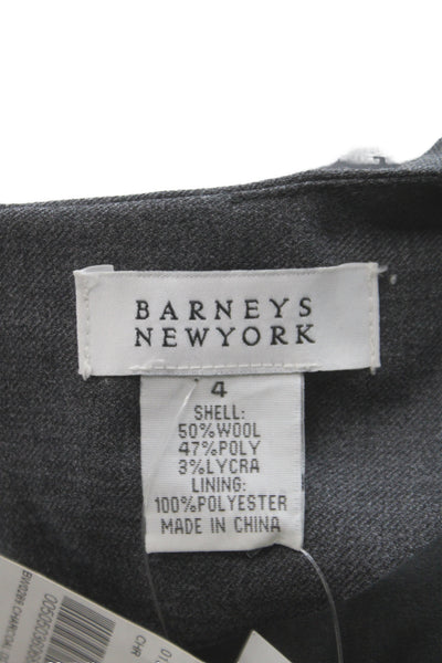 Barneys New York Women Gray Wool Wrap Dress Long Sleeve V Neck Size 4
