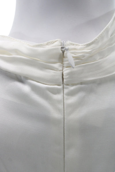 Sandro Women Basic Blouse White High Neck Sleeveless Zip Viscose Size 1