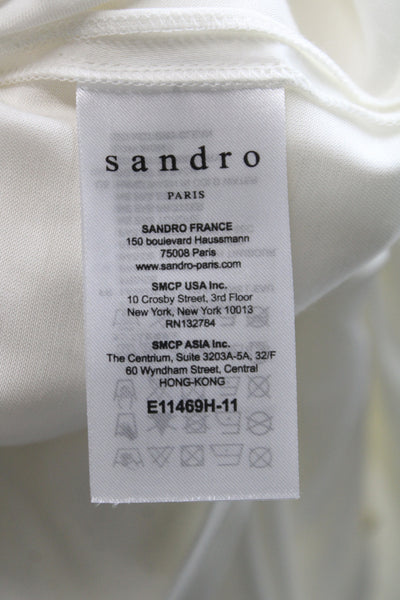 Sandro Women Basic Blouse White High Neck Sleeveless Zip Viscose Size 1