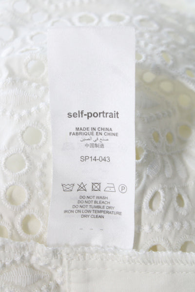 Self-Portrait Women Cropped Collared Sleeveless White Blouse Size 6