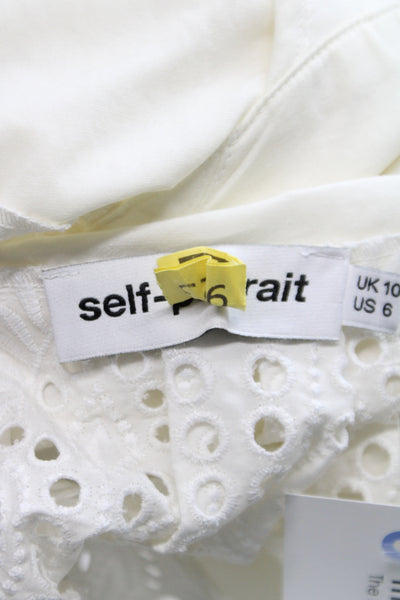 Self-Portrait Women Cropped Collared Sleeveless White Blouse Size 6