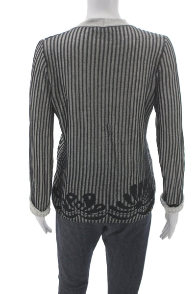 Bottega Veneta Womens Black Floral V-Neck Cotton Cardigan Long Sleeve Size 42