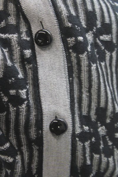 Bottega Veneta Womens Black Floral V-Neck Cotton Cardigan Long Sleeve Size 42