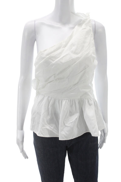 ALC Women One Shoulder White Cotton Blouse Zip Size 8