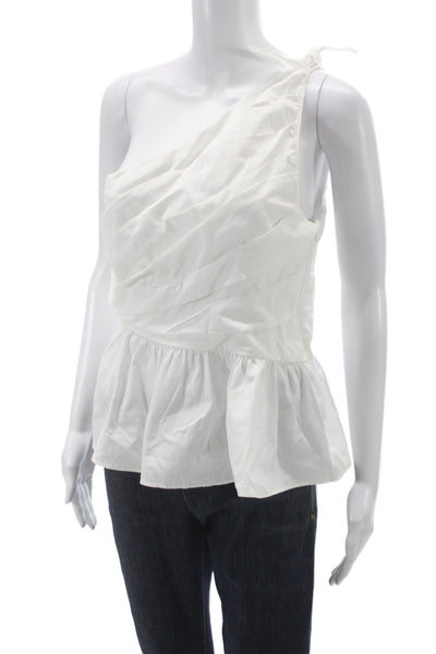 ALC Women One Shoulder White Cotton Blouse Zip Size 8