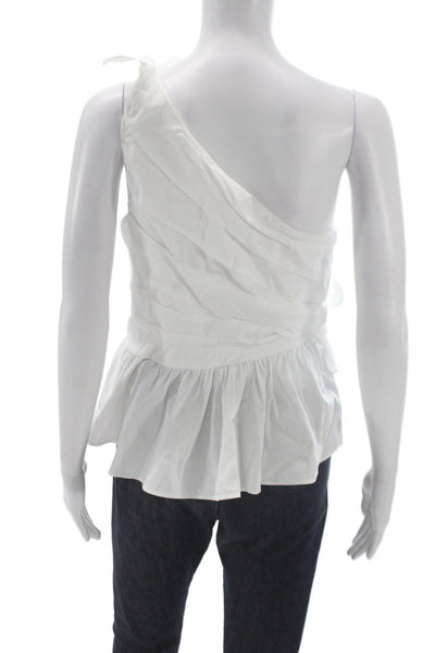 ALC Women One Shoulder White Cotton Blouse Zip Size 8