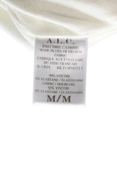 ALC Women Basic Ivory V Neck Long Sleeve Viscose Blouse Size M