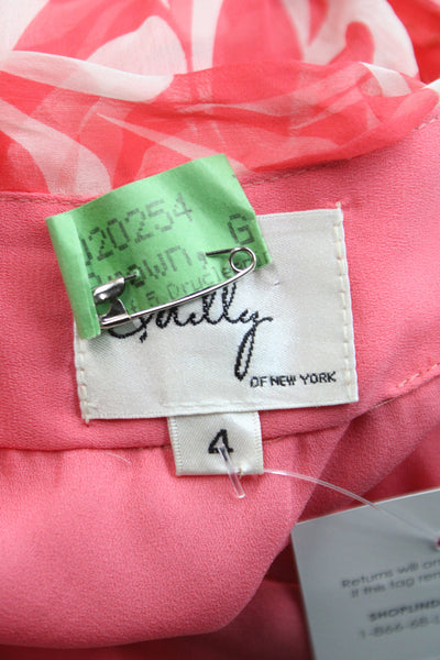 Milly Women Silk Halter Tunic Blouse Pink Geometric Sleeveless Size 4