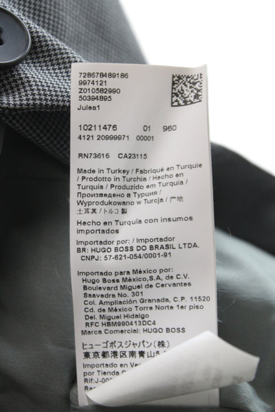 Boss Hugo Boss Women Gray Checked Virgin Wool Basic Jacket Button Size 6