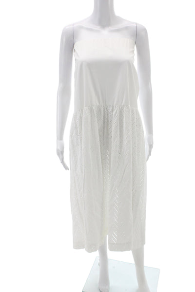 Rodebjer Womens Sundress White Off Shoulder Sleeveless Boho Cotton Size L