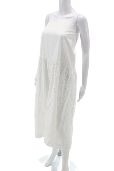 Rodebjer Womens Sundress White Off Shoulder Sleeveless Boho Cotton Size L