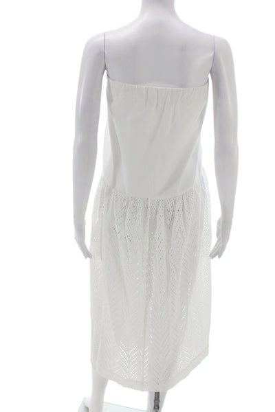 Rodebjer Womens Sundress White Off Shoulder Sleeveless Boho Cotton Size L