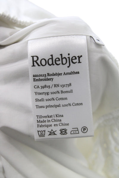 Rodebjer Womens Sundress White Off Shoulder Sleeveless Boho Cotton Size L
