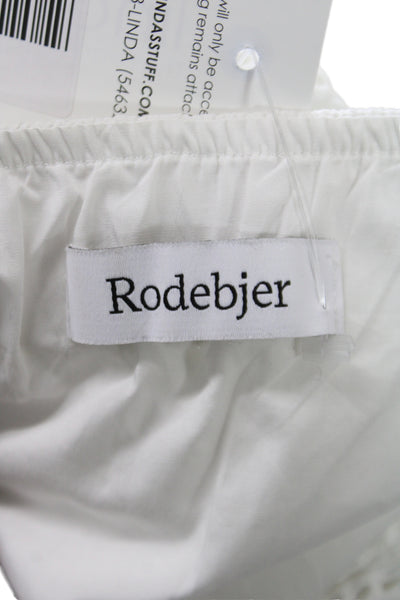 Rodebjer Womens Sundress White Off Shoulder Sleeveless Boho Cotton Size L