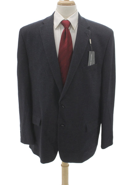 Michael Kors Mens Blue Herringbone Blazer Button Polyester Size 50